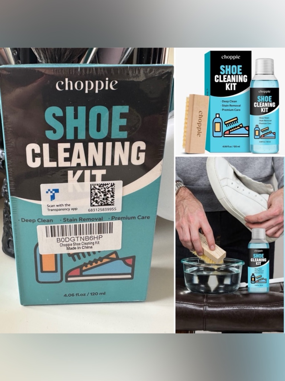 3/$15 Choppie 2-in-1 Shoe Cleaner Kit (4.06 fl oz) Shoe Cleaner + Shoe Brush
